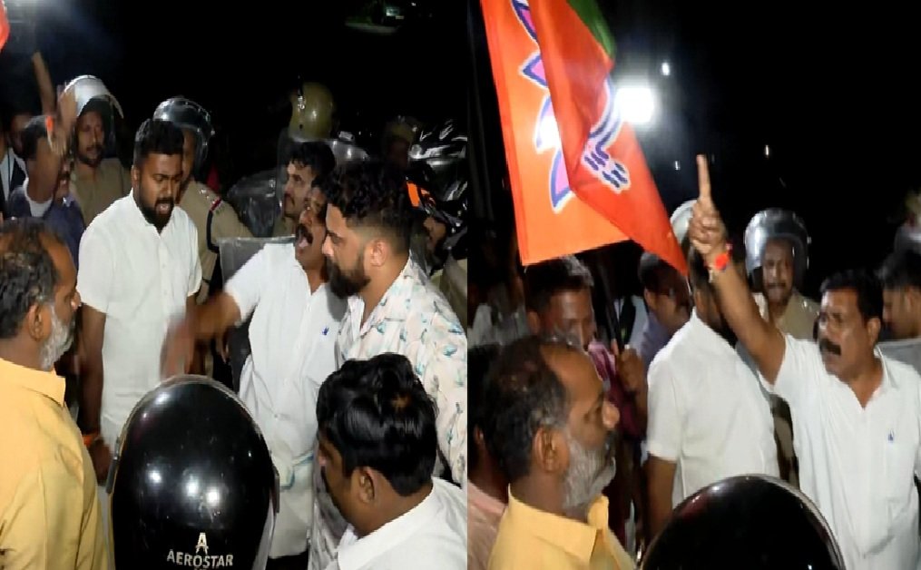 എംഎൽഎ രാഹുൽ മാങ്കൂട്ടത്തിലിനെതിരെ പ്രതിഷേധവുമായി ബിജെപി ; എംഎൽഎ ഓഫീസിലേക്ക് ബിജെപി പ്രവർത്തകർ മാർച്ച് നടത്തി