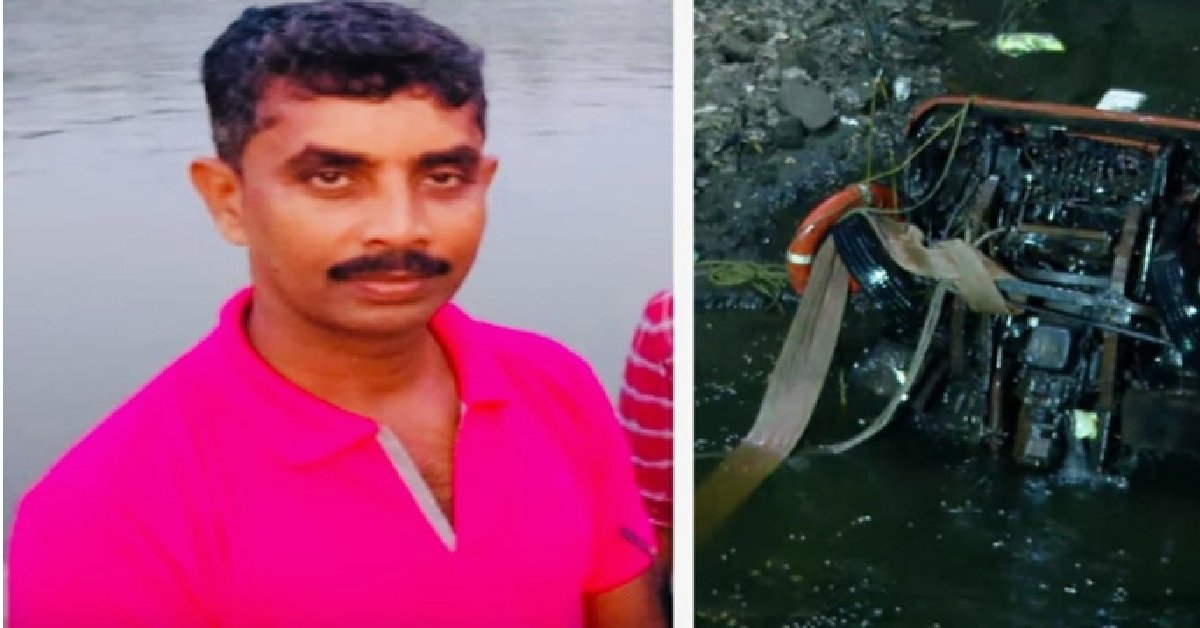 രക്ഷാപ്രവർത്തനം വിഫലം, വെള്ളക്കെട്ടിലേക്ക് മറിഞ്ഞ ലോറി ഉയർത്തി, ക്യാബിനുള്ളിൽ മുസ്തഫയുടെ മൃതദേഹം കണ്ടെത്തി