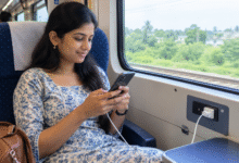 Woman inside train
