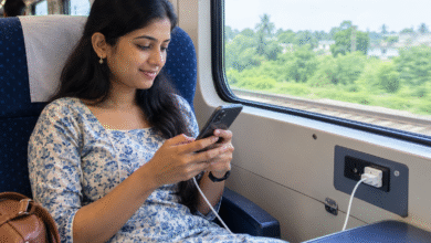 Woman inside train